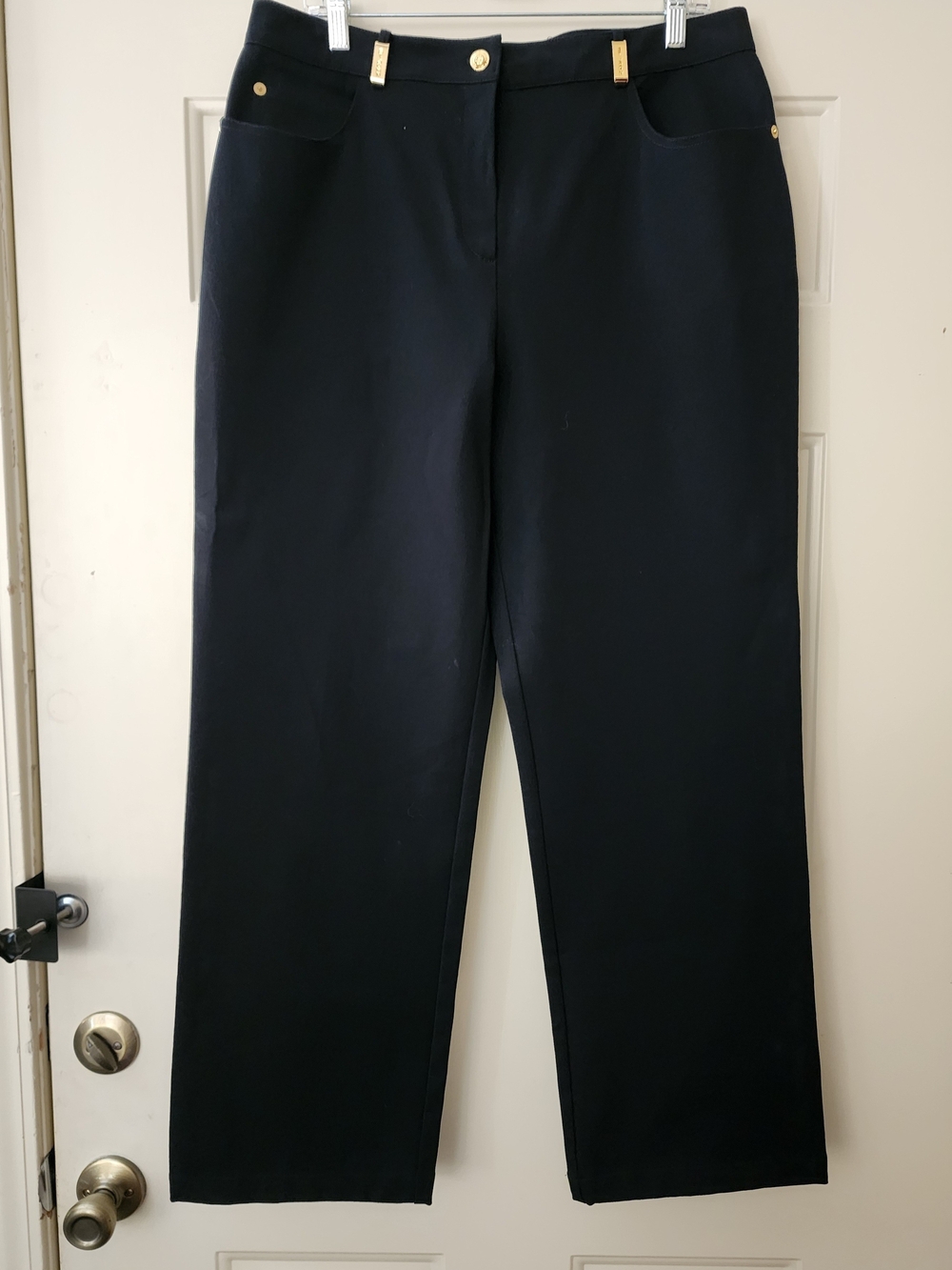St. John Navy Wide-Leg Pants with Gold Hardware Ran Small To me.